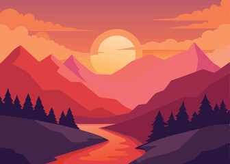 Beautiful Sunset Orange and Pink Sky