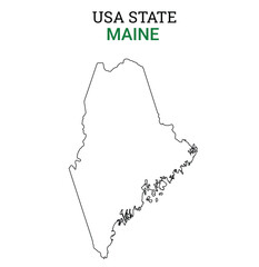 Maine map of USA state. Maine map vector illustration. Maine vector map on white background.