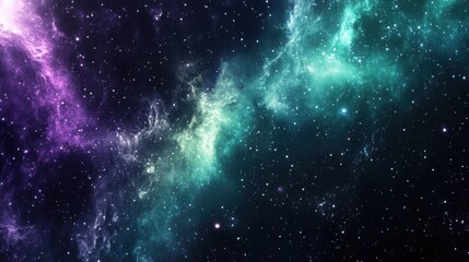 Obraz premium Aurora borealis dancing among countless stars, blending green and purple light in the star-filled sky