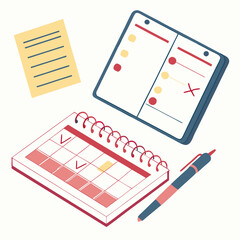 Planning And Scheduling With Calendar Notepad And Pen For Effective Time Management