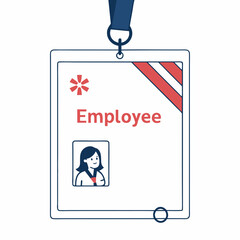 Isolated Corporate Employee Badge With Photo And Lanyard On White Background