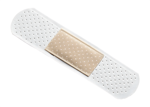 Isolated on white, a medical adhesive bandage or plaster offers first aid protection for a wound