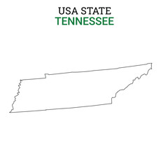 Tennessee map of USA state. Tennessee map vector illustration. Tennessee vector map on white background.