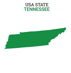 Tennessee map of USA state. Tennessee map vector illustration. Tennessee vector map on white background.