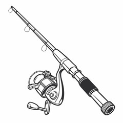 Detailed Outlined Illustration Of Fishing Rod With Reel For Sport Activities