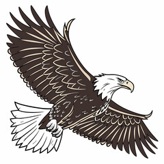 American Bald Eagle Flying With Wings Spread Isolated On White Background