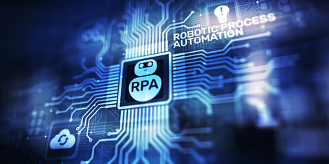 RPA Robotic process automation innovation technology concept on virtual screen.