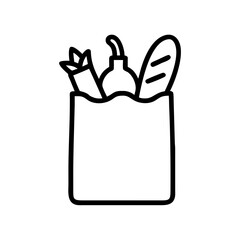 Grocery Bag with Bread and Produce Icon Design