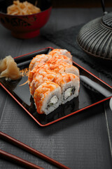 fresh and delicious sushi with cheese