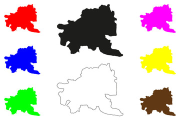 Jorhat city (Republic of India, State of Assam) map vector illustration, scribble sketch The Cultural Capital of Assam map