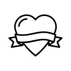 Heart with Ribbon Banner Saying Love Icon Design