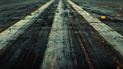 Obraz premium Gritty Asphalt Runway: A Close-Up Perspective