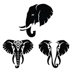 Elephant Head Silhouette Bundle – Majestic Wildlife Vector Icons for Designers