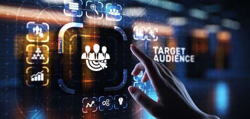 Target audience customer segmentation marketing strategy concept on virtual screen.