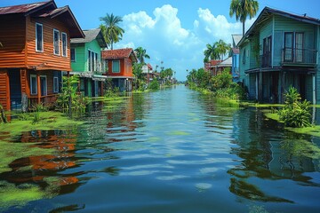 Obraz premium Colorful waterfront houses along a canal