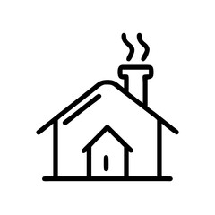 House Structure with Chimney Icon Design