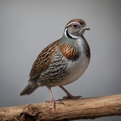 Obraz premium Quail bird on piece of wood