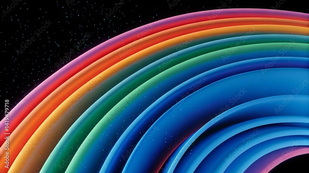 Poster colorful abstract rainbow curve 3d flow background, vibrant waves fluid motion, psychedelic swirl pa