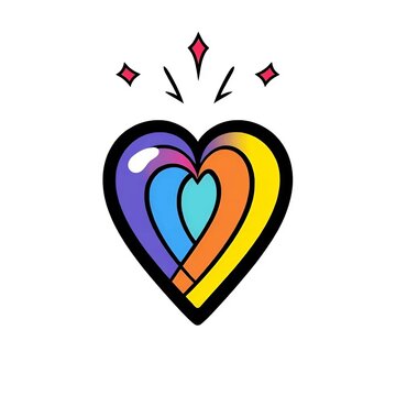 Simple heart shaped logo in rainbow color on white background
