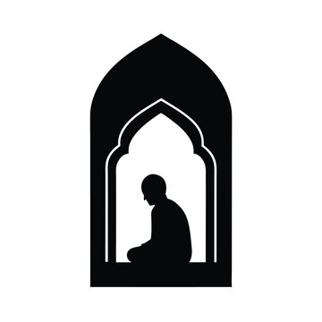 black silhouette praying inside arch clip art preview