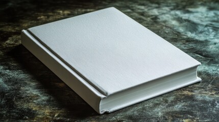 Blank White Book on Dark Surface