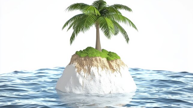 Tranquil island paradise ocean digital art serene environment aerial view nature concept - Powered by Adobe