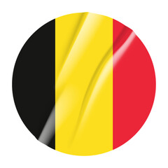 Fototapeta premium Flag of Belgium flag round sticker. 3d illustration wrinkled flag sticker patch transparation png
