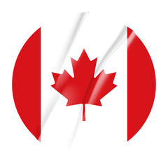 Flag of Canada flag round sticker. 3d illustration wrinkled flag sticker patch transparation png