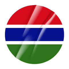 Flag of Gambia flag round sticker. 3d illustration wrinkled flag sticker patch transparation png