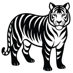 A silhouette tiger isolated on a transparent background