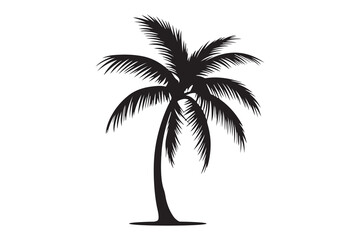 Palm tree art silhouettes with white background