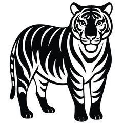 A silhouette tiger isolated on a transparent background