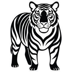 A silhouette tiger isolated on a transparent background