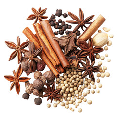 A Beautiful Arrangement of Diverse Spices on a Dark Background
