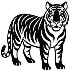A silhouette tiger isolated on a transparent background