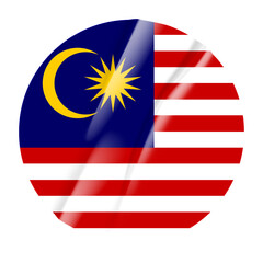 Flag of Malaysia flag round sticker. 3d illustration wrinkled flag sticker patch transparation png