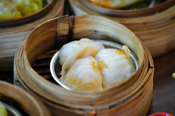 Har gow, Chinese steamed dumpling or steamed dough or steamed ball or dim sum or Chinese dumpling or ha gow or ha koa or hau kau