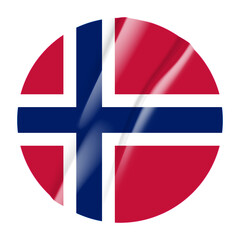 Fototapeta premium Flag of Norway flag round sticker. 3d illustration wrinkled flag sticker patch transparation png