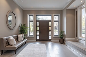 Modern entryway design featuring Warm Taupe