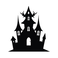 Haunted House Silhouette with Pointed Roof Illustration