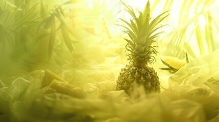 Pineapple in a soft yellow green background