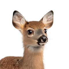 Fototapeta premium Close-Up Portrait of a Young Deer with Soft Features Against Black Background