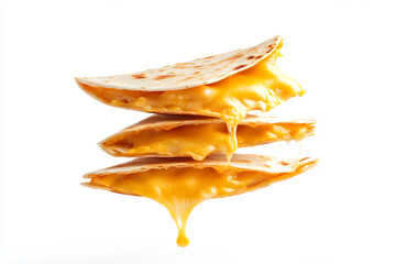 a stack of cheese tortillas with melted cheese