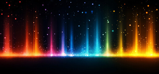 vibrant abstract gradient background featuring colorful light beams in shades of blue, orange, and pink, creating dynamic and energetic atmosphere