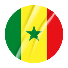 Flag of Senegal flag round sticker. 3d illustration wrinkled flag sticker patch transparation png