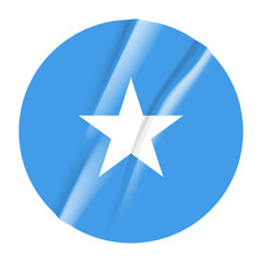 Flag of Somalia flag round sticker. 3d illustration wrinkled flag sticker patch transparation png