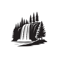 waterfall vector silhouette clip art logo illustration