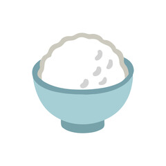 Cooked rice in a plate on white background.  