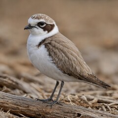  Snowy Plover bird on piece of wood