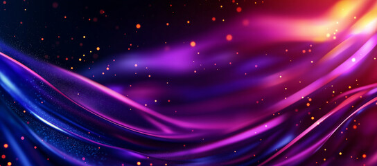 Obraz premium vibrant abstract background featuring flowing waves in shades of purple and blue, illuminated by soft glowing particles, creating dynamic and energetic atmosphere